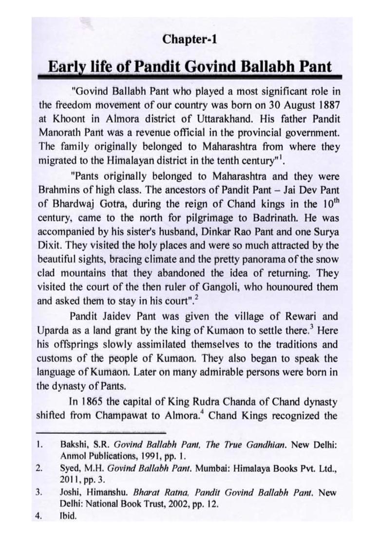 A Historical Appraisal of the Role and Contribution of Pandit Govind Ballabh Pant in the Modern Indian History - Indya