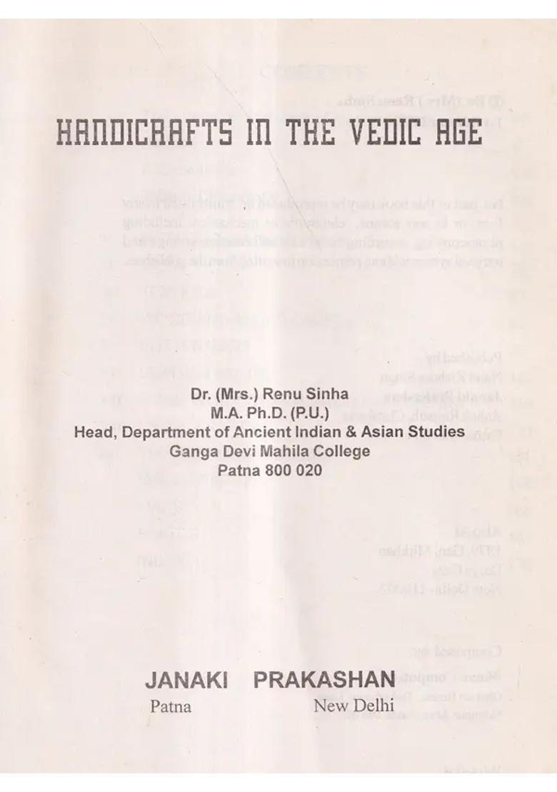 Handicrafts in the Vedic Age (An Old and Rare Book) - Indya