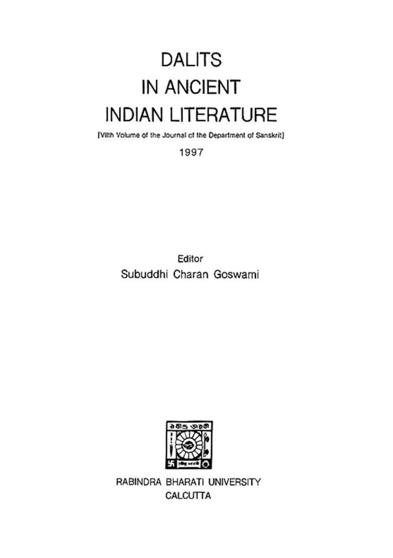 Dalit in Ancient Indian Literature (7th Volume of the Journal of the Department of Sanskrit- 1997)e - Indya