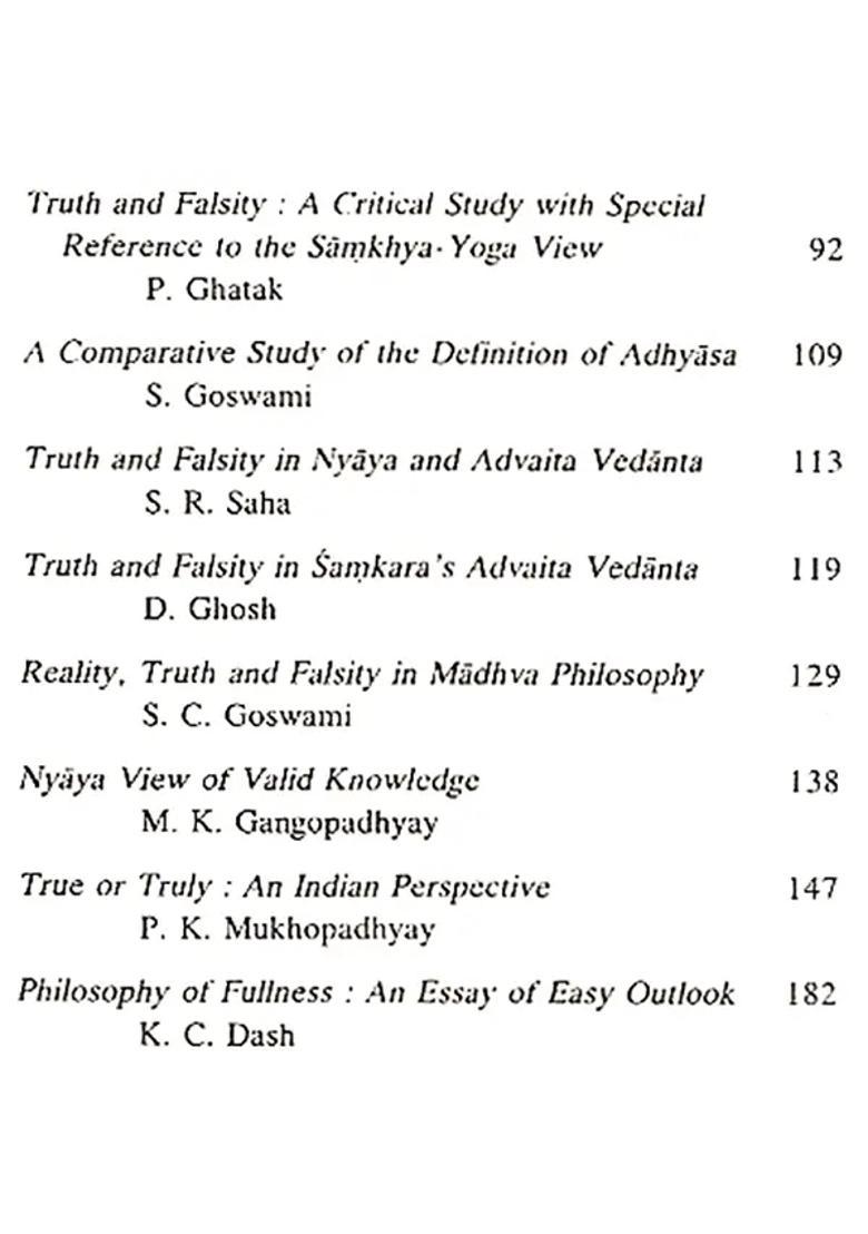 Ancient Indian Views on Truth and Falsity - Indya
