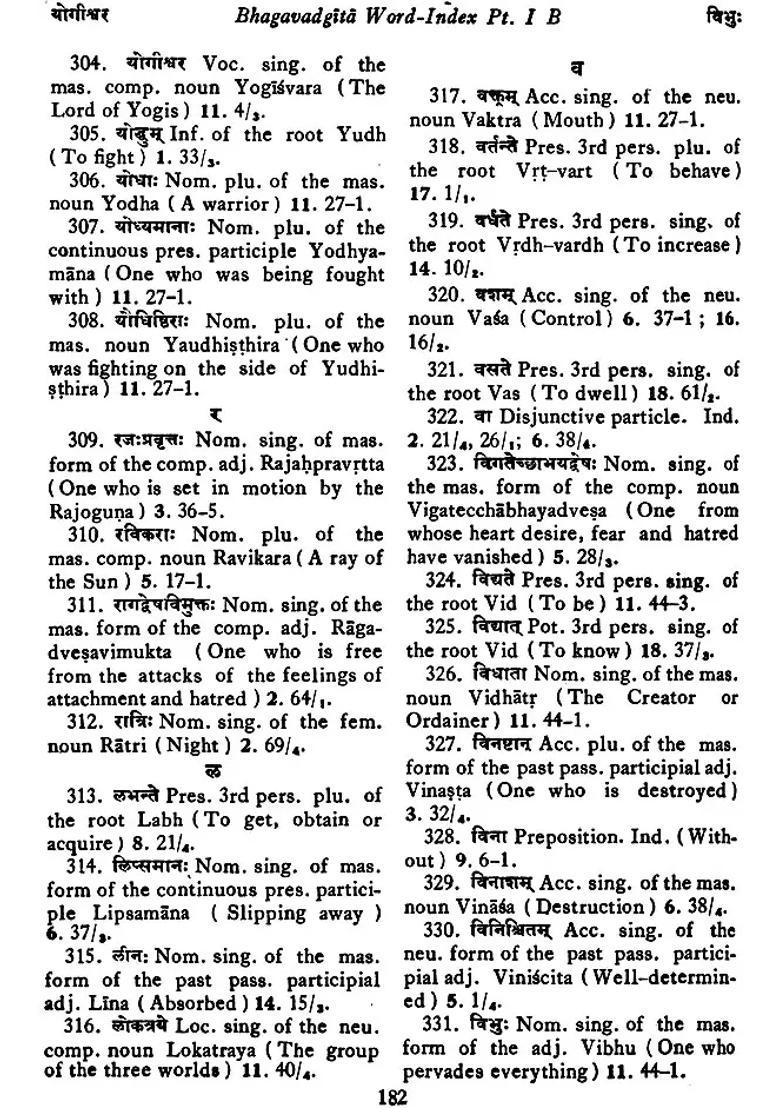 Critical Word Index to the BHAGAVADGITA - Indya