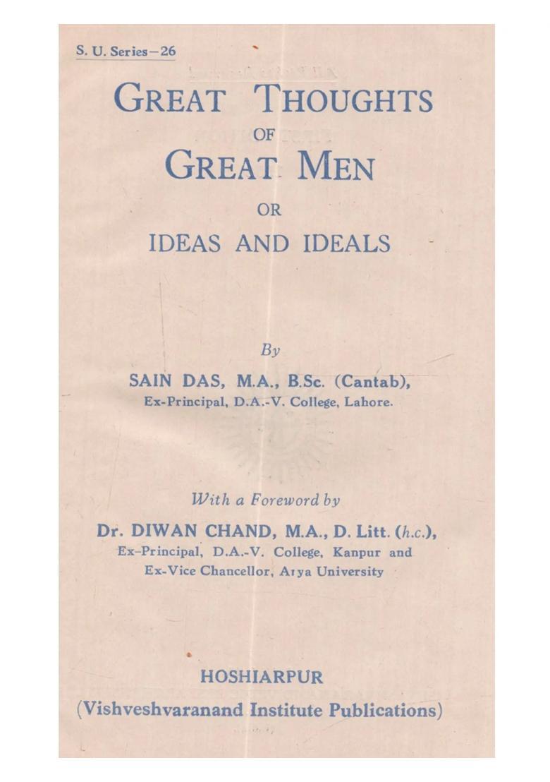 Great Thoughts of Great Men or Ideas and Ideals (An Old and Rare Book) - Indya