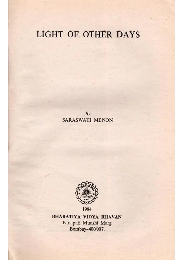 Light of Other Days (An Old and Rare Book) - Indya