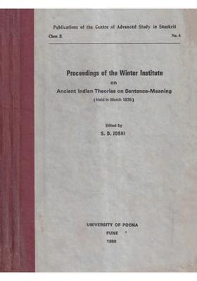Ancient Indian Theories on Sentence Meaning (An Old and Rare Book)