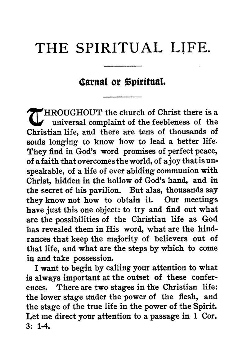The Spiritual Life (A Series of Lectures Delivered Before the Students of the Moody Bible Institute, Chicago, AUGUST, 1895,) - Indya