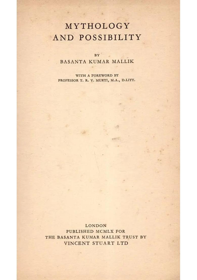 Mythology and Possibility- The Dual Universe (An Old and Rare Book) - Indya