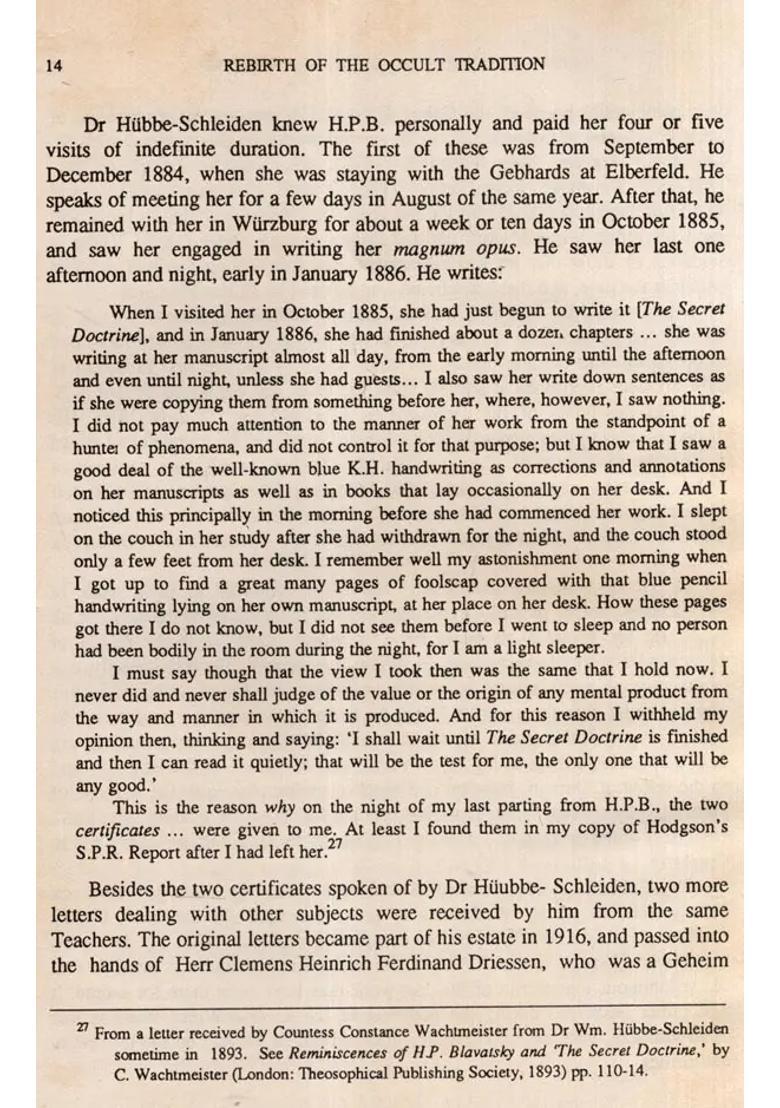 Rebirth of the Occult Tradition- How the Secret Doctrine of H P Blavatsky was Written (An Old and Rare Book) - Indya