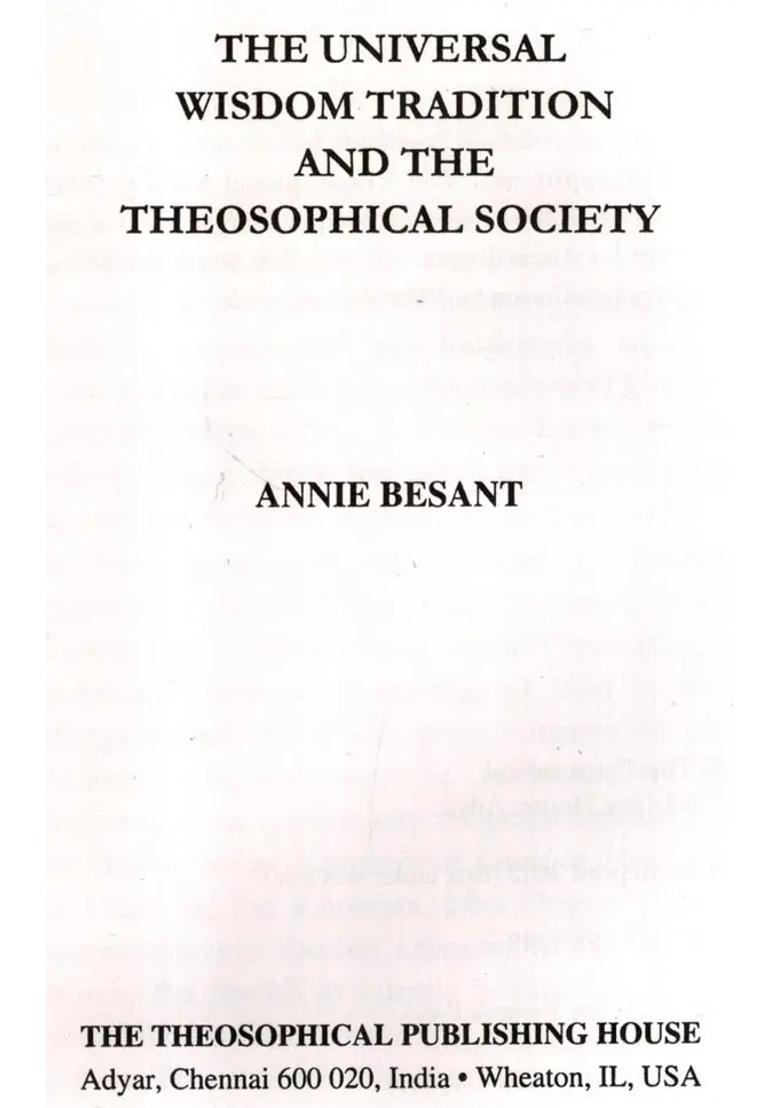 The Universal Wisdom Tradition and the Theosophical Society - Indya