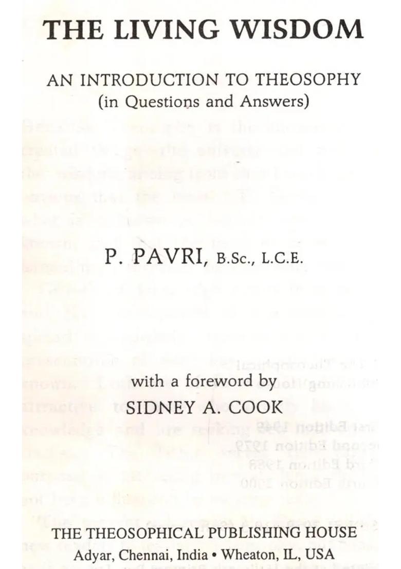 The Living Wisdom- An Introduction to Theosophy in Questions and Answers - Indya