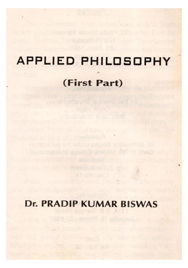 Applied Philosophy (Part-1, An Old and Rare Book) - Indya