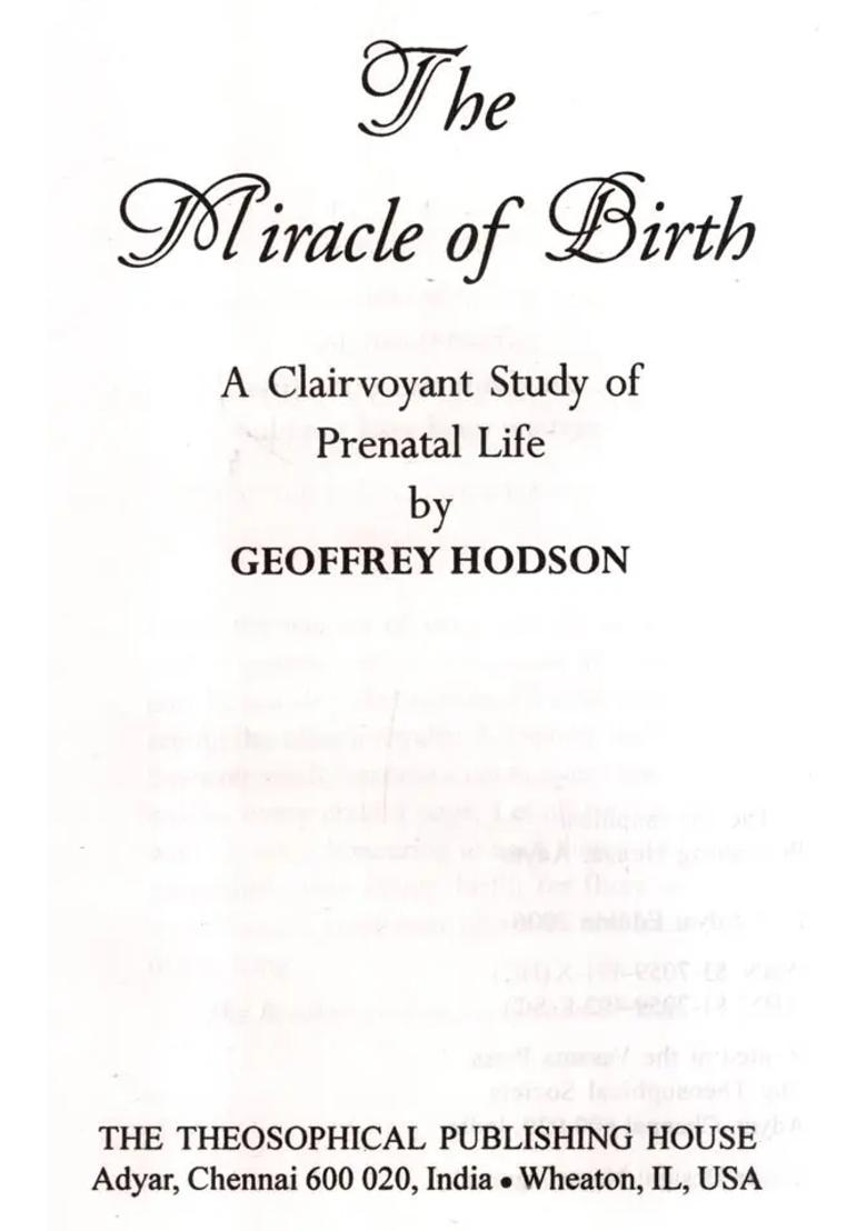 The Miracle of Birth- A Clairvoyant Study of Prenatal Life - Indya