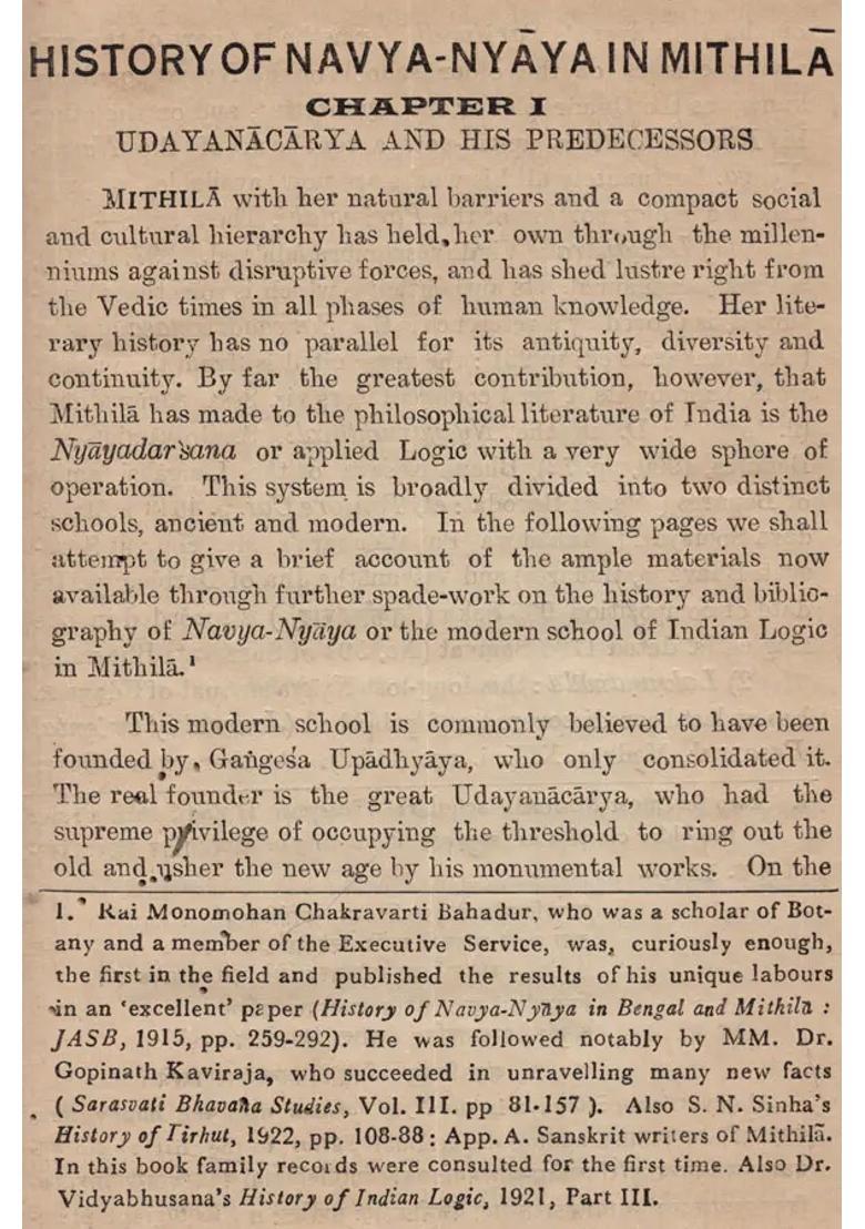 History of Navya-Nyaya in Mithila (An Old and Rare Book) - Indya