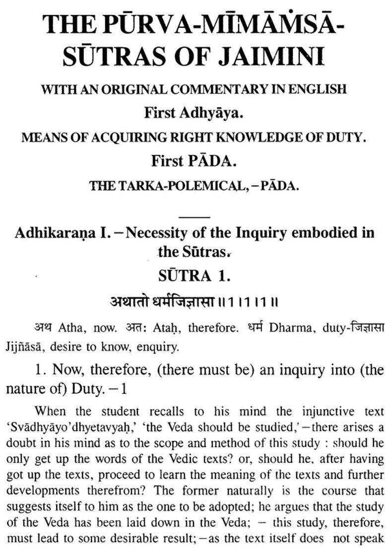 The Purva Mimamsa Sutras of Jaimini - Indya
