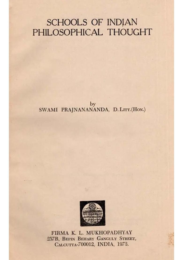 School of Indian Philosophical Thought (An Old and Rare Book) - Indya