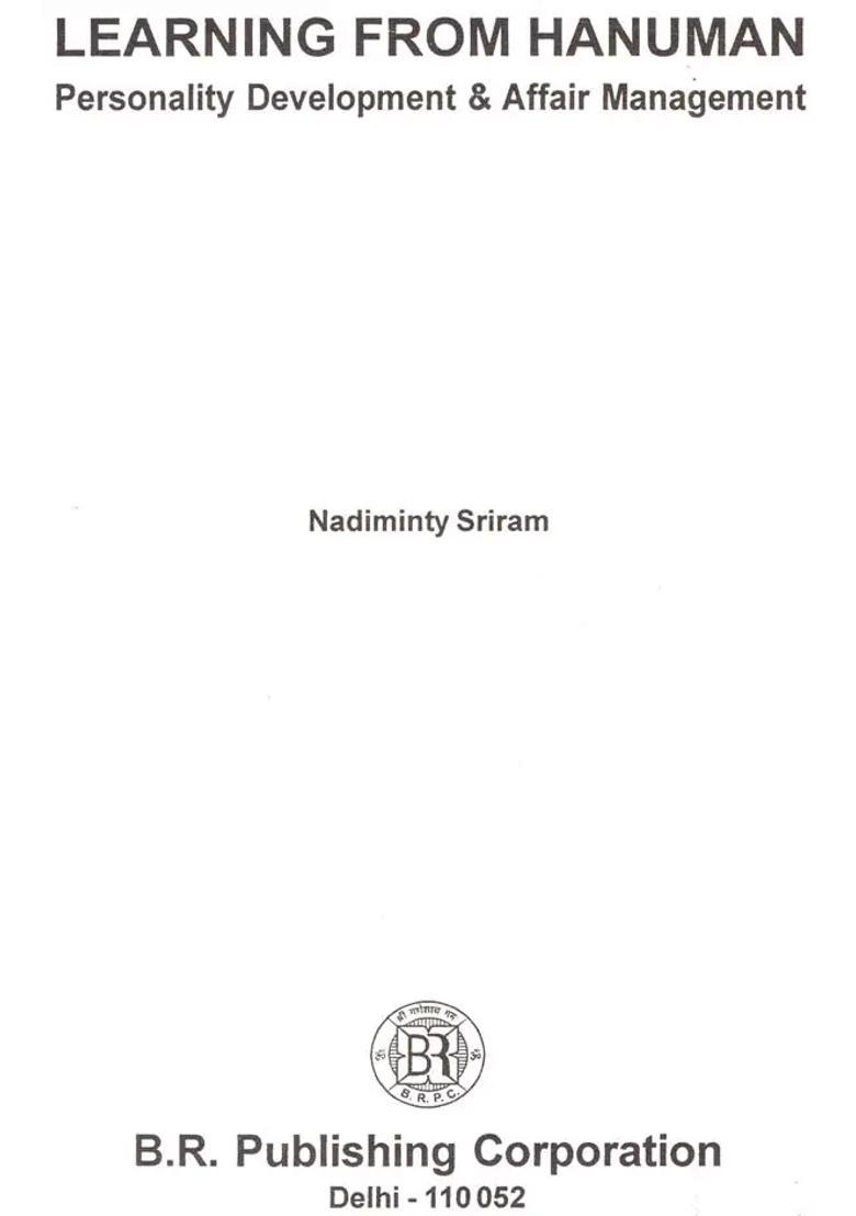 Learning From Hanuman Personality Development Affair Management (An Old Rare Book) - Indya