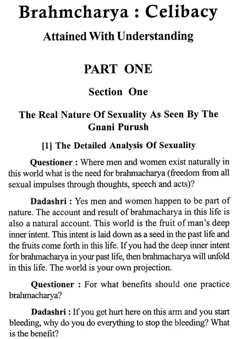 Brahmacharya Celibacy (Attained With Understanding) - Indya