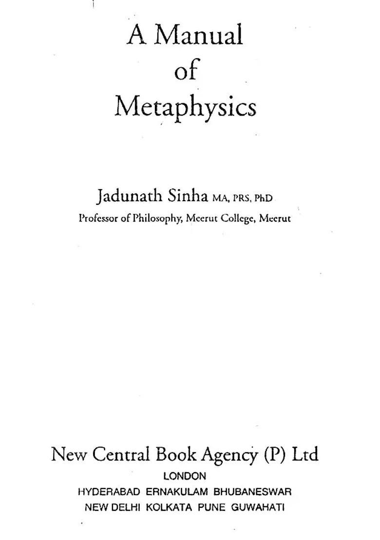 A Manual of Metaphysics - Indya