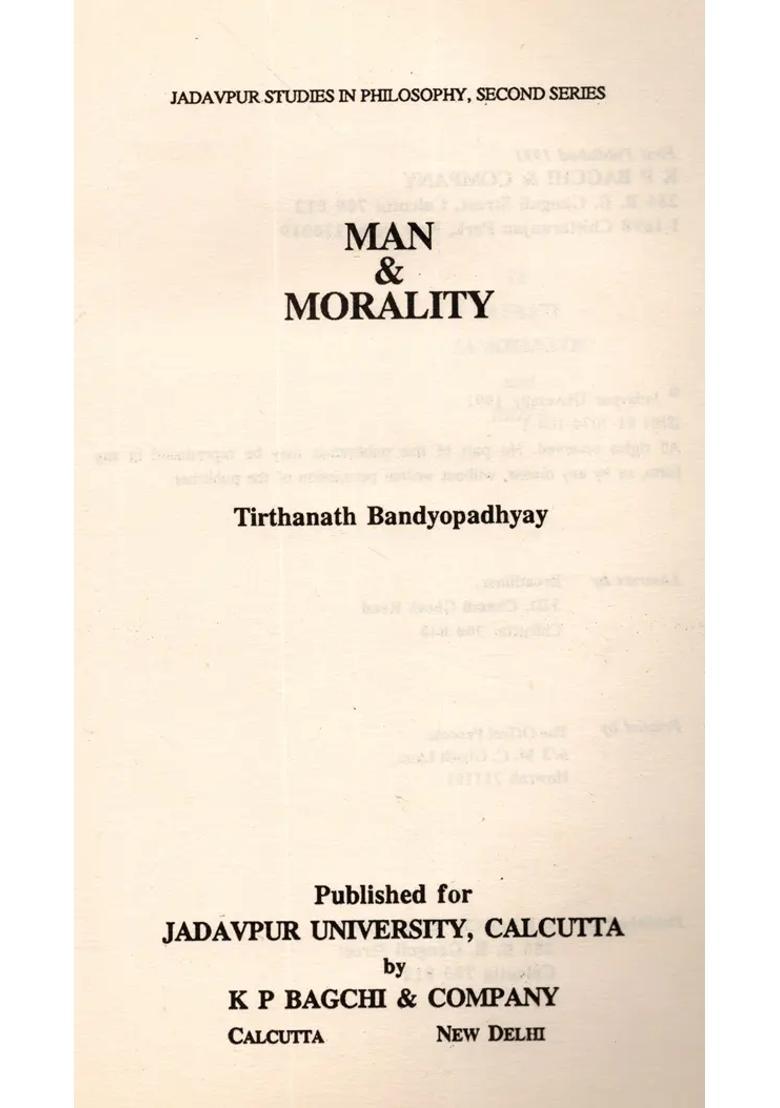 Man and Morality (An Old and Rare Book) - Indya