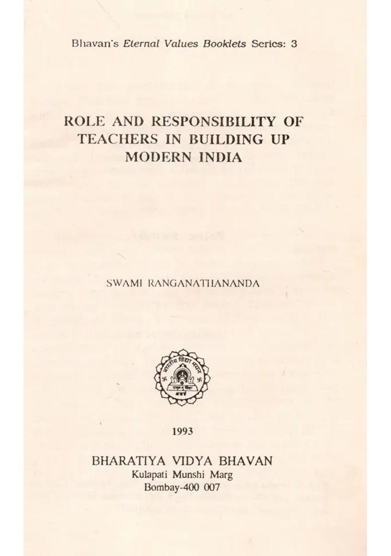 Role and Responsibility of Teachers in Building Up Modern India (An Old and Rare Book) - Indya
