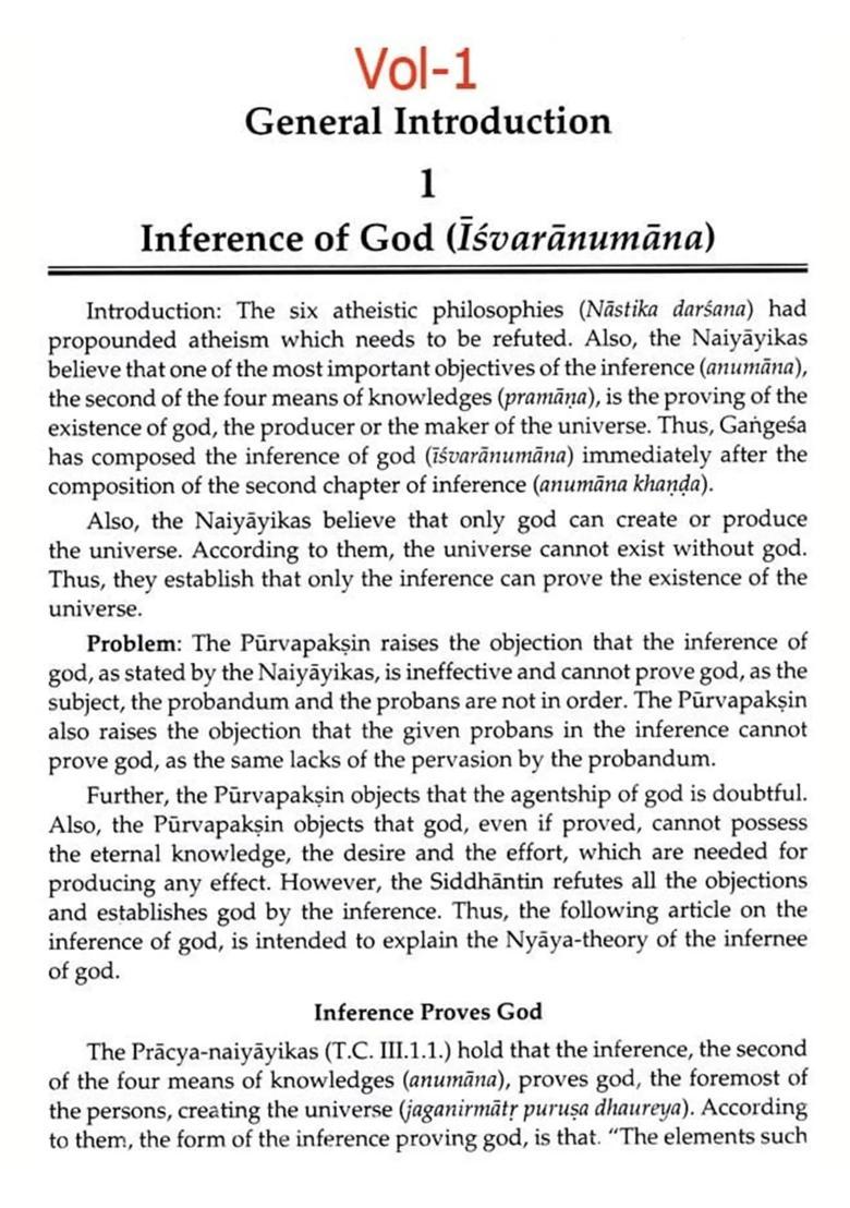 Inference of God and Comparison- The Isvaranumana and the Upamana Khanda of the Tattva Cintamani (With Introduction, Sanskrit Text, Translation Explanation) - Indya
