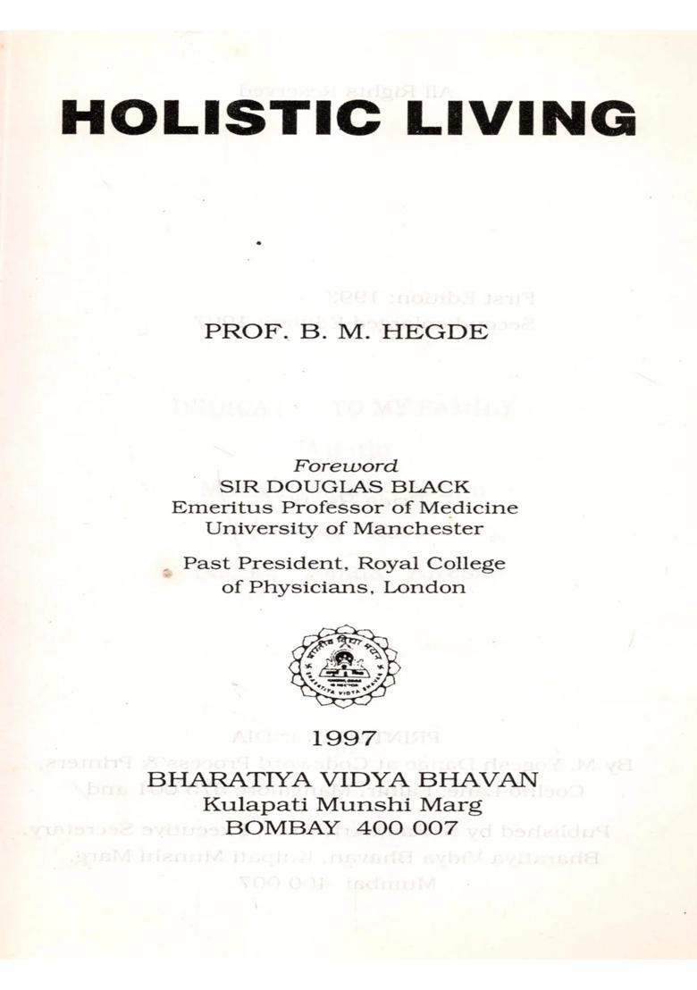 Holistic Living (An Old and Rare Book) - Indya