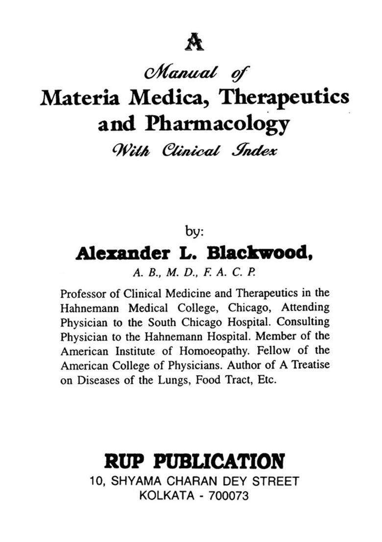 A Manual of Materia Medica, Therapeutics and Pharmacology with Clinical Index - Indya