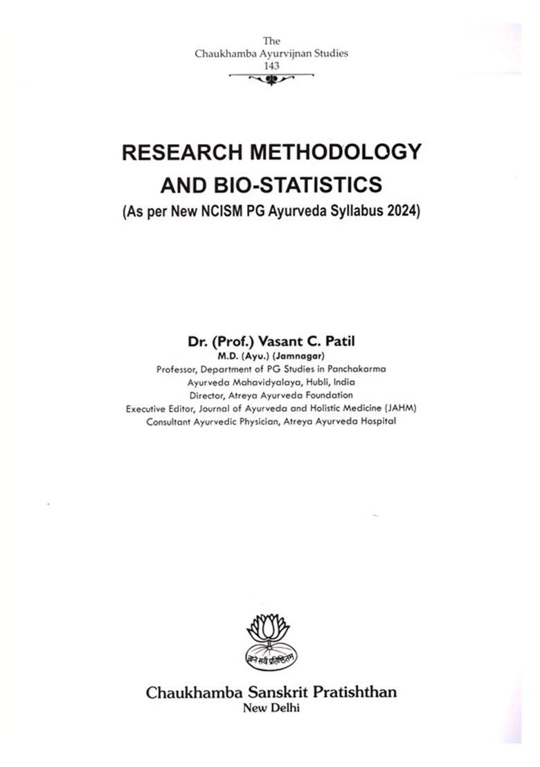 Research Methodology and Bio-Statistics (As Per New NCISM PG Ayurveda Syllabus 2025) - Indya