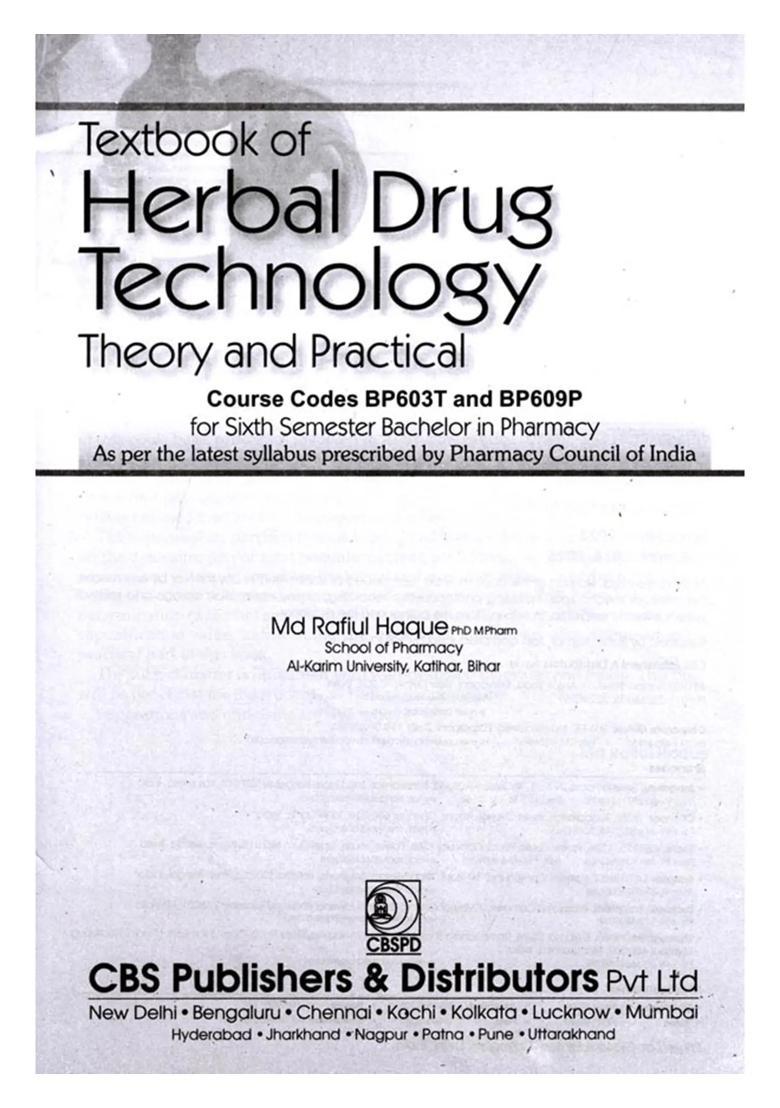 Textbook of Herbal Drug Technology (Theory and Practical) - Indya