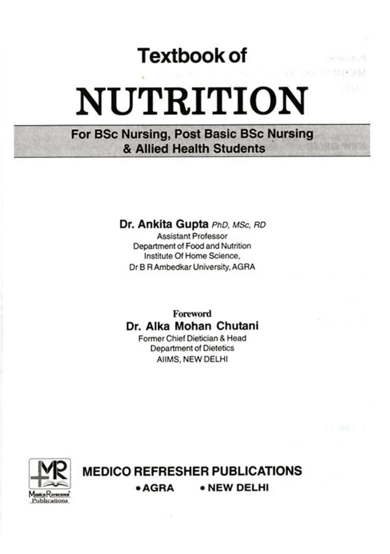 Textbook of Nutrition (For BSc Nursing, Post Basic BSc Nursing Allied Health Students) - Indya