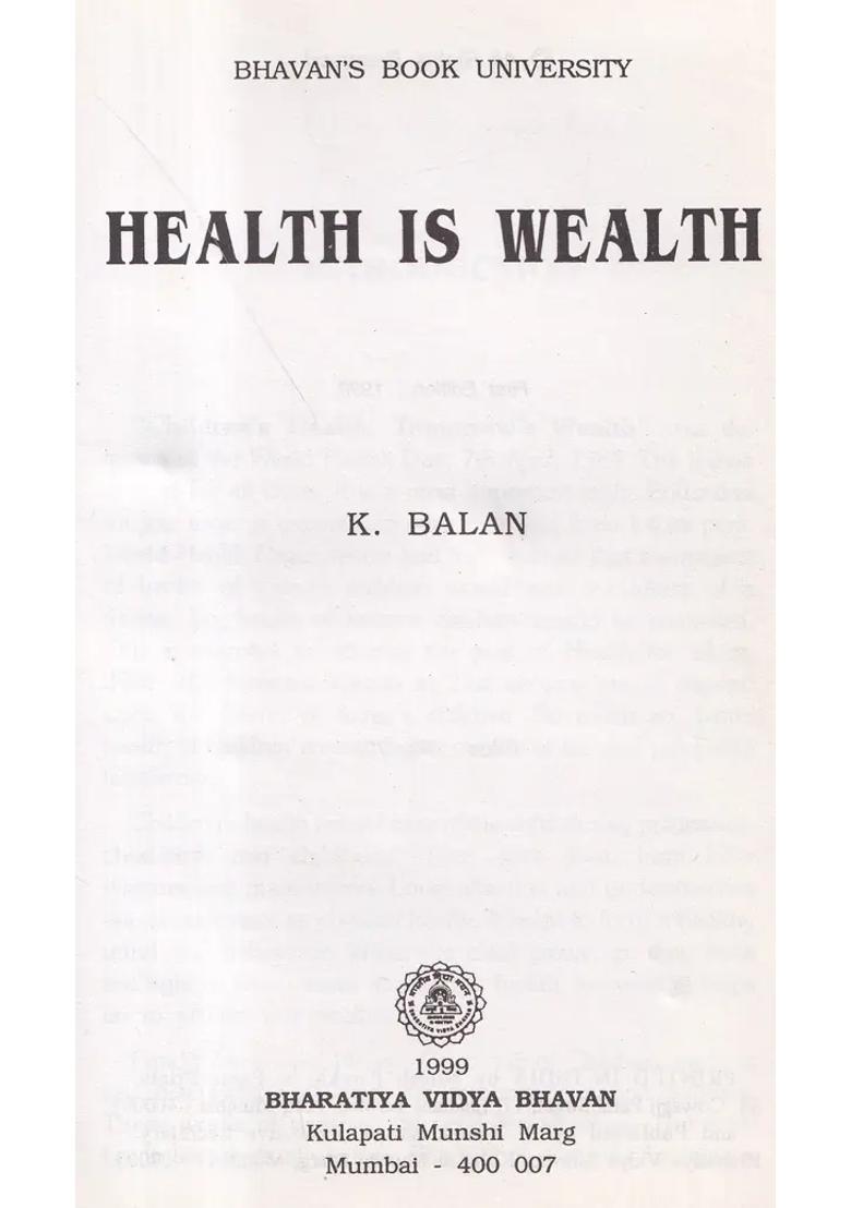 Health is Wealth (An Old and Rare Book) - Indya