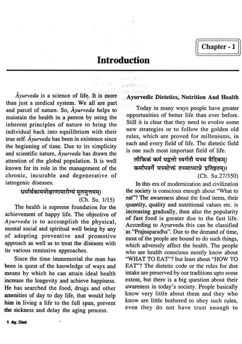 Ayurvedic Dietetics Nutrition and Health - Indya