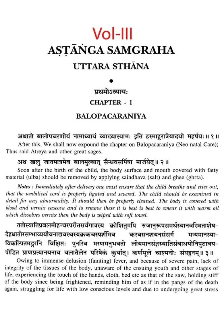 Astanga Samgraha - Text with English Translation, Notes, Index and Sloka Index in 3 Volumes (An Old and Rare Book) - Indya