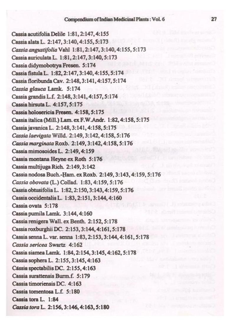 Compendium of Indian Medicinal Plants Cumulative Plant, Index Volumes 1-5, Errata Volums 1-4 (Volume 6 An Old and Rare Book) - Indya