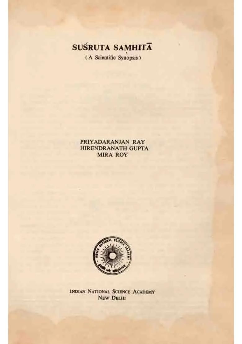 Susruta Samhita (A Scientific Synopsis) An Old and Rare Book - Indya