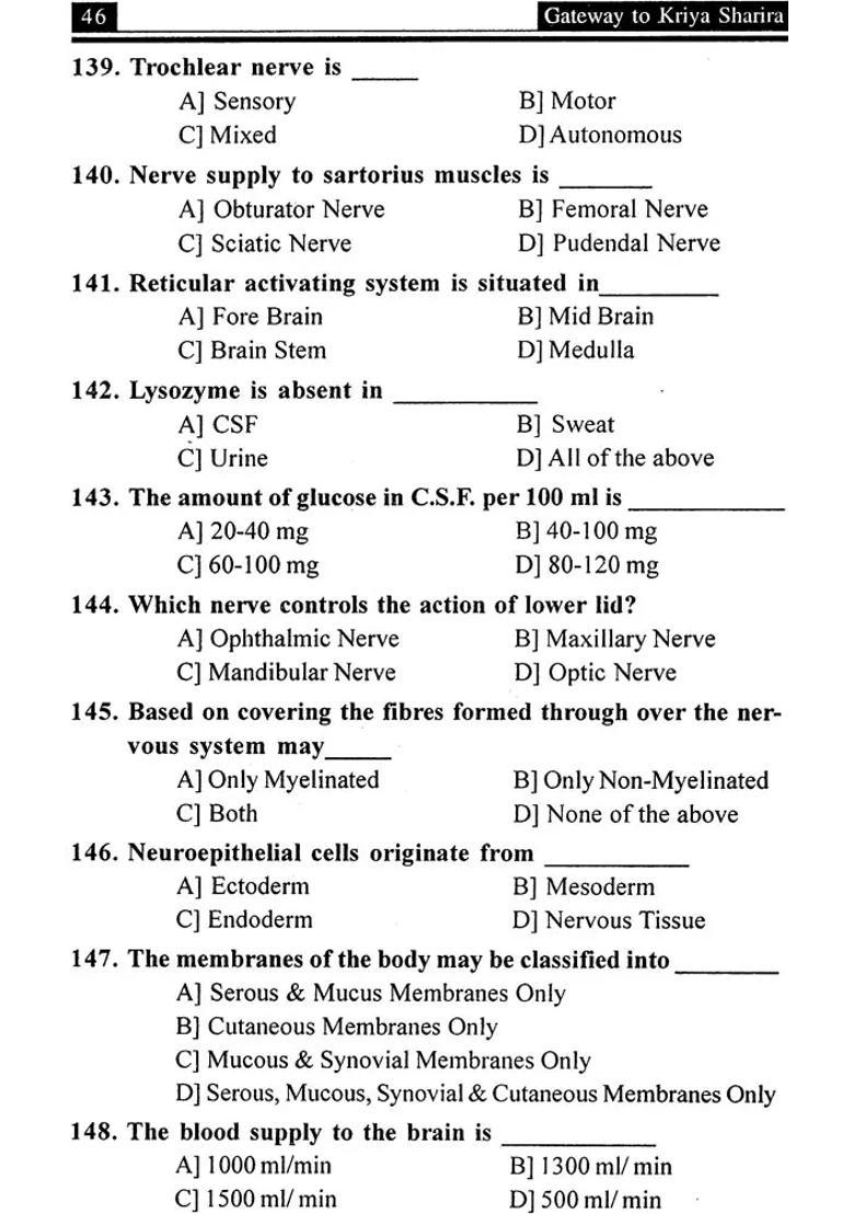 Gateway to Kriya Sharira (MCQs on Kriya Sharira) - Indya