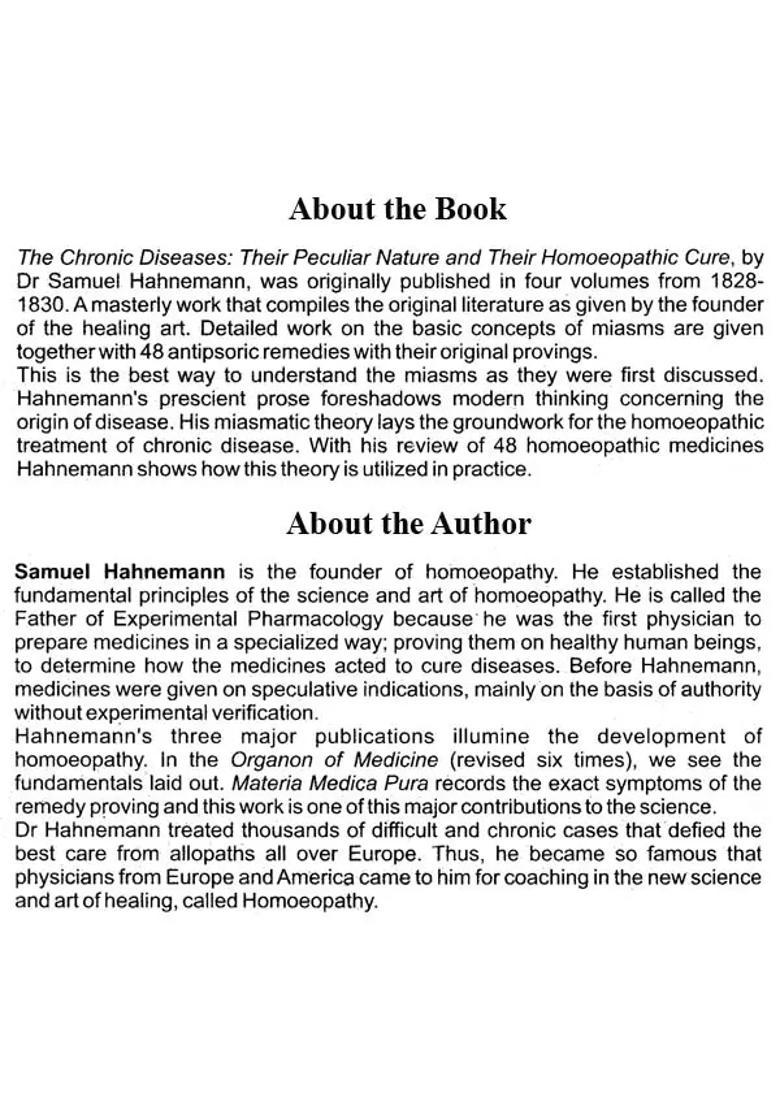 The Chronic Diseases - Their Peculiar Nature and Their Homoeopathic Cure (Set of 2 Volumes) - Indya