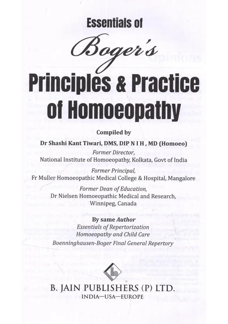 Essentials of Bogers Principles Practice of Homeopathy - Indya