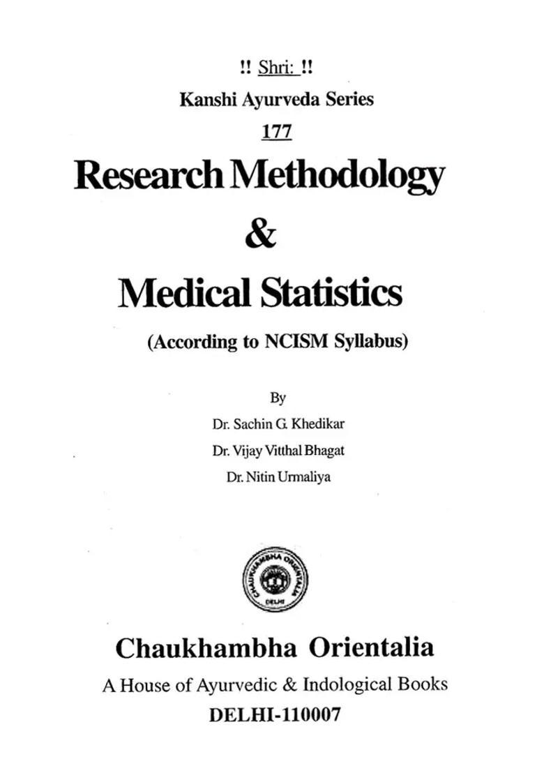 Research Methodology and Medical Statistics According to NCISM Syllabus - Indya