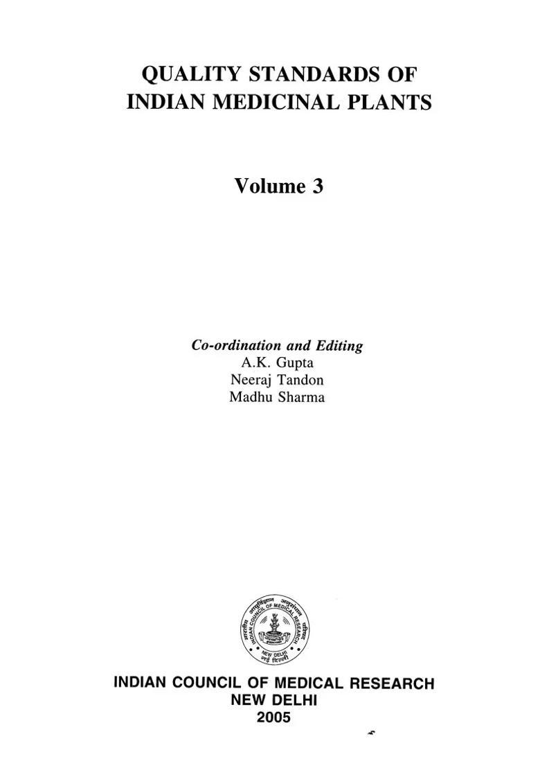 Quality Standards of Indian Medicinal Plants- Volume-3 - Indya