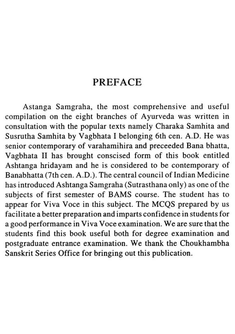 Ashtanga Samgraha (Multiple Choice Questions for Degree Examinations and Post-Graduate Entrance Test) - Indya