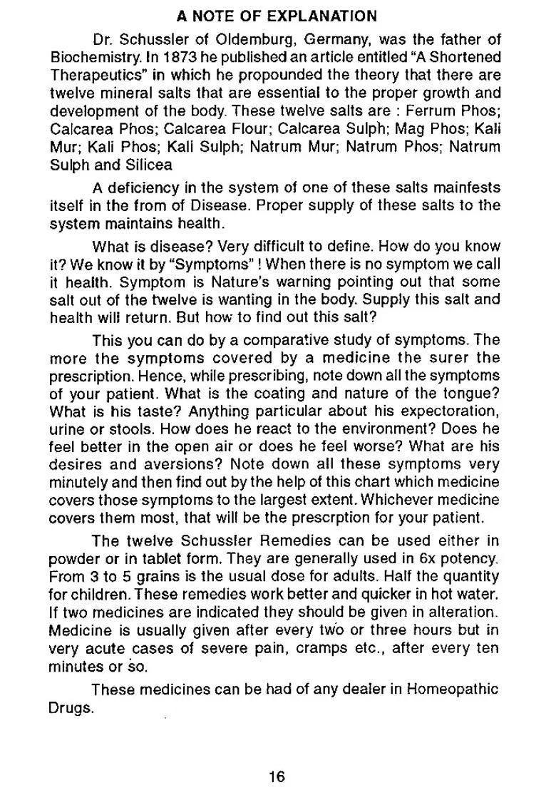 Dr Satyavratas Chart of Comparison of Biochemic Drugs at A Glance - Indya