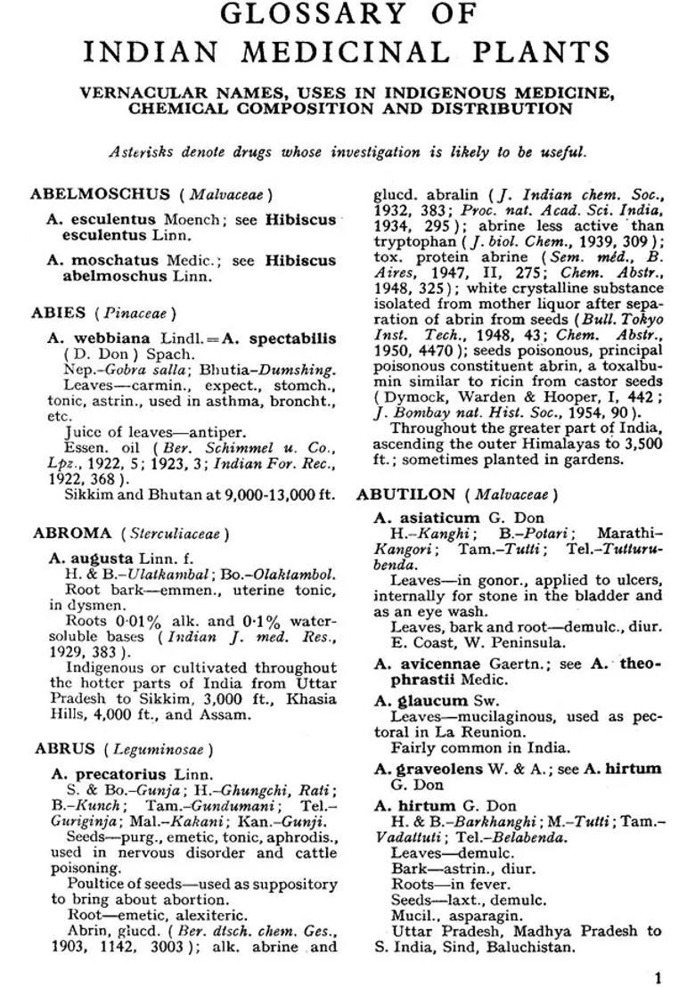 Glossary of Indian Medicinal Plants - Indya