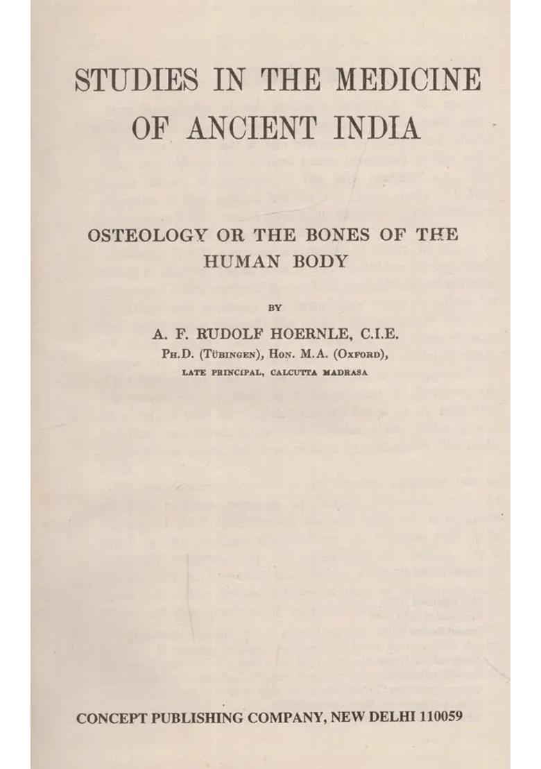 Studies in the Medicine of Ancient India Osteology or the Bones of the Human Body - Indya