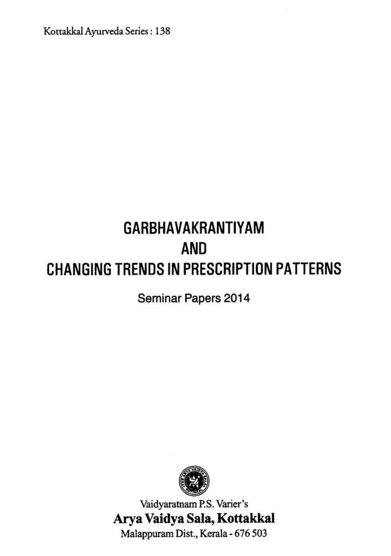 Garbhavakrantiyam and Changing Trends in Prescription Patterns (Seminar Papers- 2014) - Indya