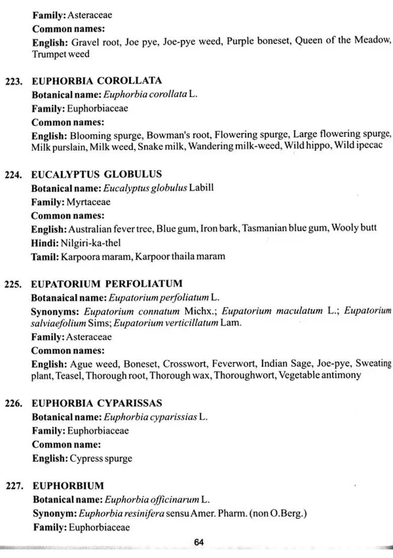 Vernacular Names of Plant Drugs in Homoeopathic Pharmacopoeia of India - Indya