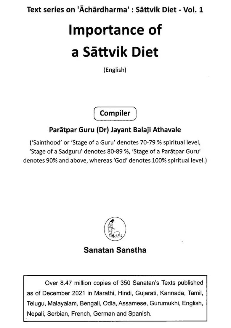 Importance of a Sattvik Diet (Vol-I) - Indya