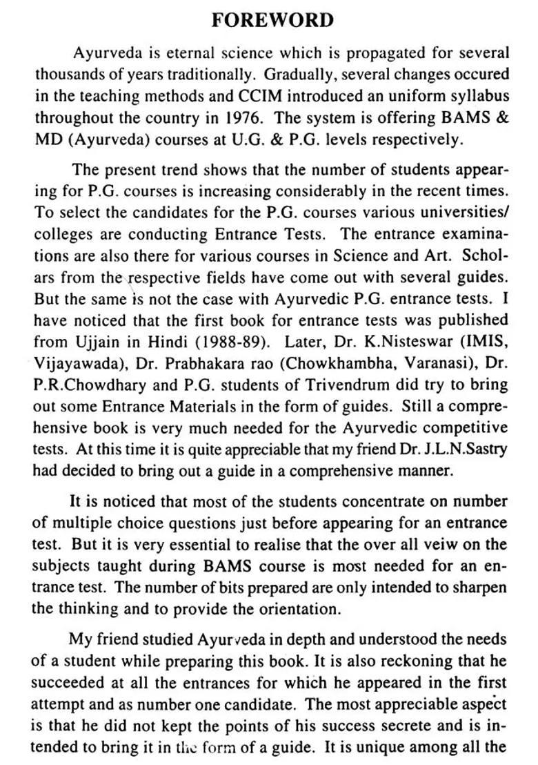 Guide for Competitive Examinations in Ayurveda (Subject-Wise Notes and Selected Papers With Answer) - Indya