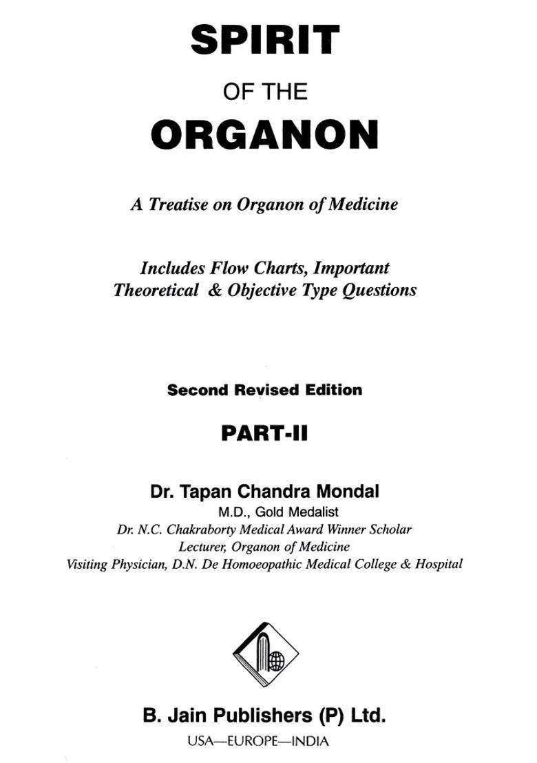 Spirit of the Organon Part-II (A Treatise on Organon of Medicine) - Indya