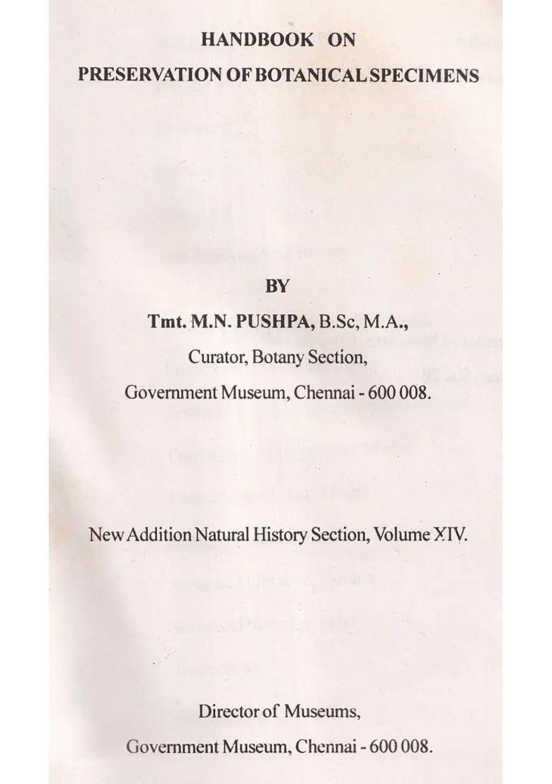 Hand Book On Preservation of Botanical Specimes (An Old and Rare Book) - Indya