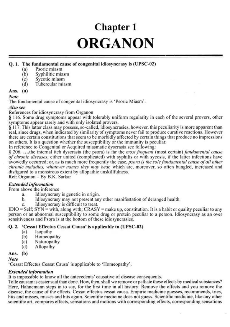 Solved Multiple Choice Questions Upsc And Md Entrance Examination (Homeopathy) Part-1 - Indya